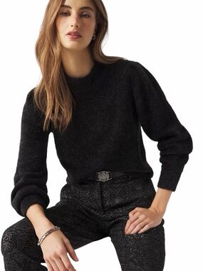 White House Black Market Black Fuzzy Turtleneck Sweater
